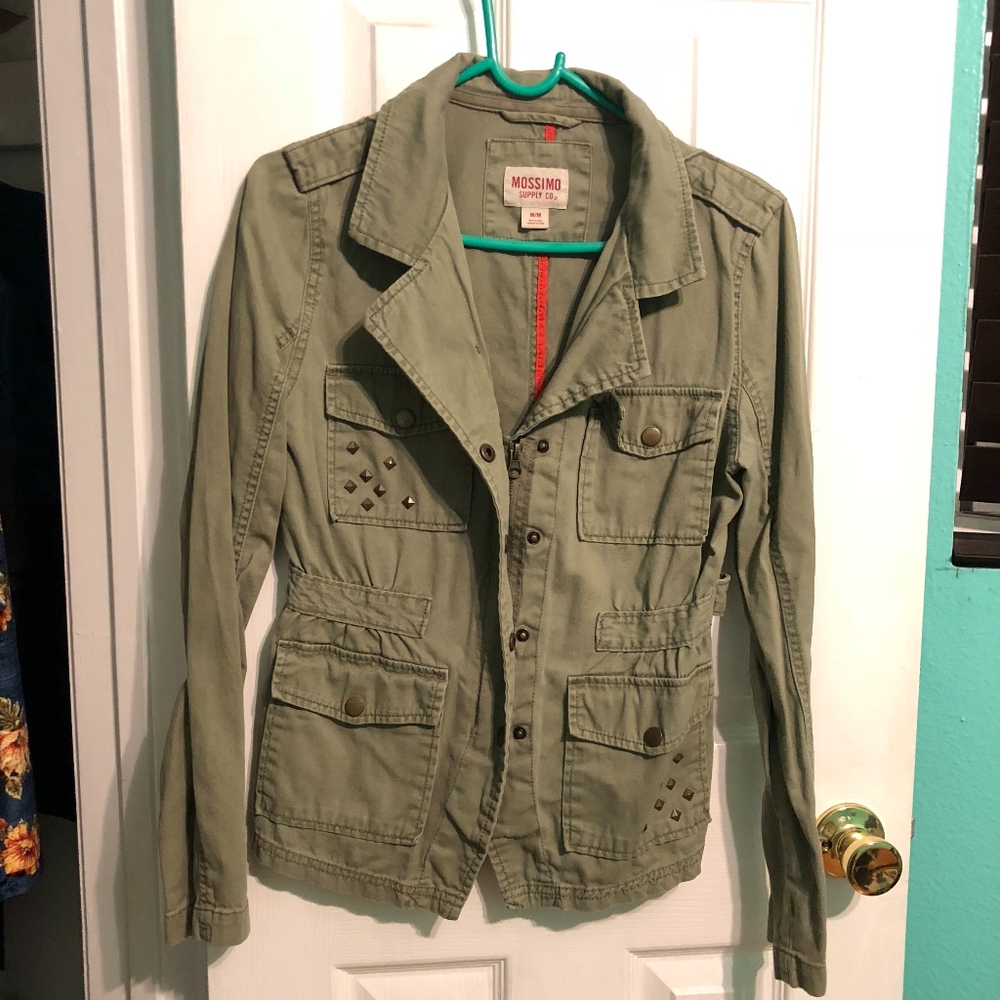 army green utility studded jacket